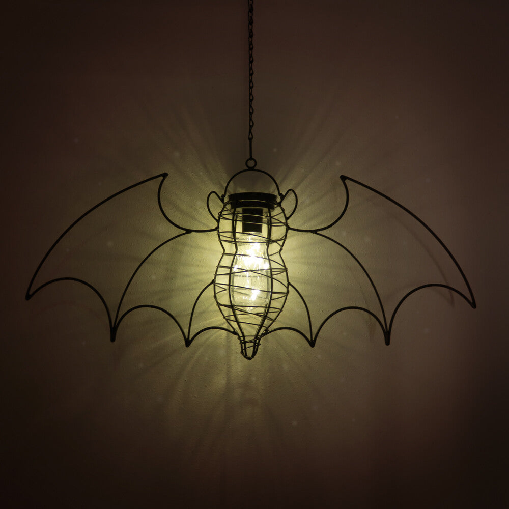 Alchemy Gothic Solar Powered Black Bat Garden Lantern 24" Wide