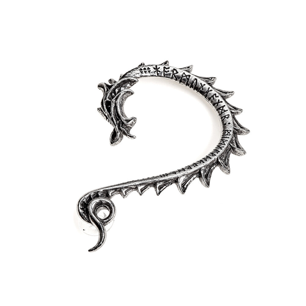 Silver spiral earring on a white background
