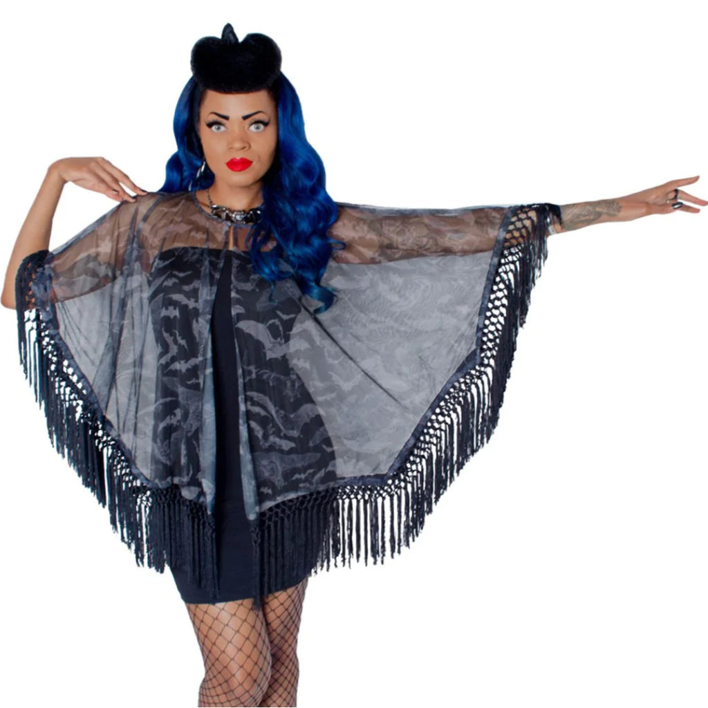 Kreepsville 666 Bats Black Gray Mesh Gothic Cover Up