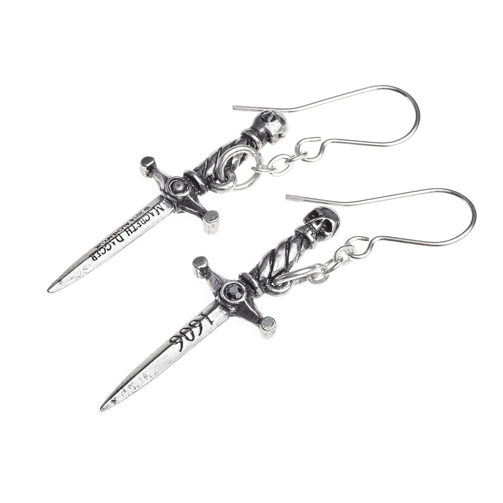 Alchemy Gothic Hand of Macbeth Dagger Earrings E378