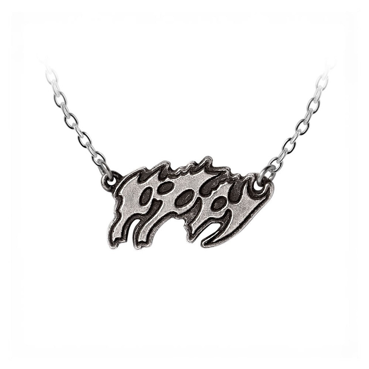 Silver Poppy necklace on a white background