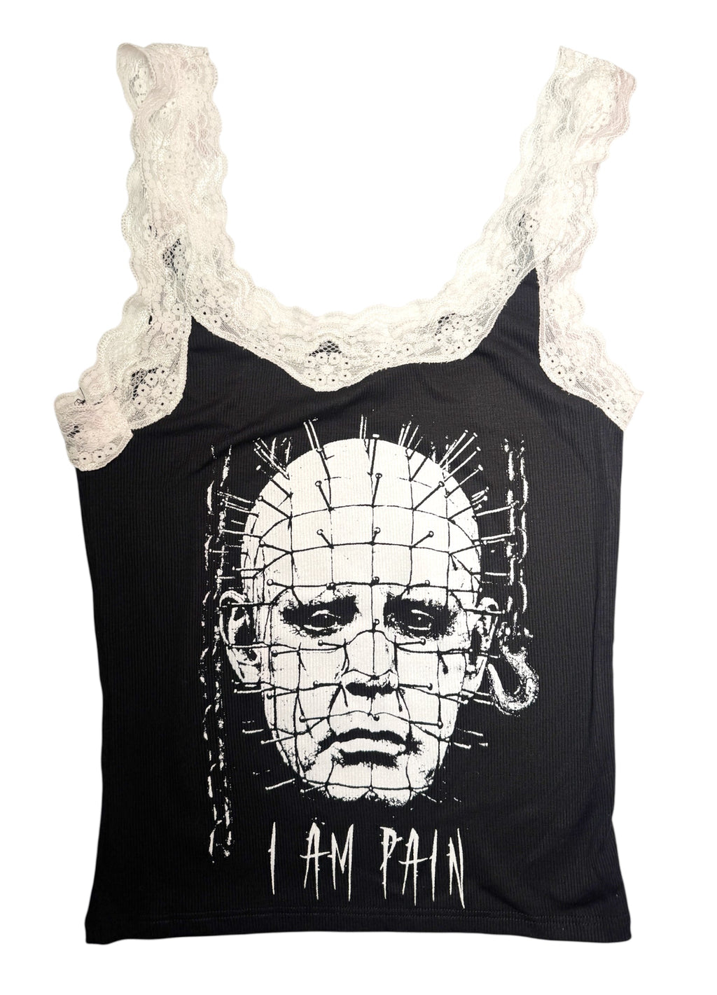 Vera's Eyecandy I am Pain Lace Ribbed Tank Ltd Ed