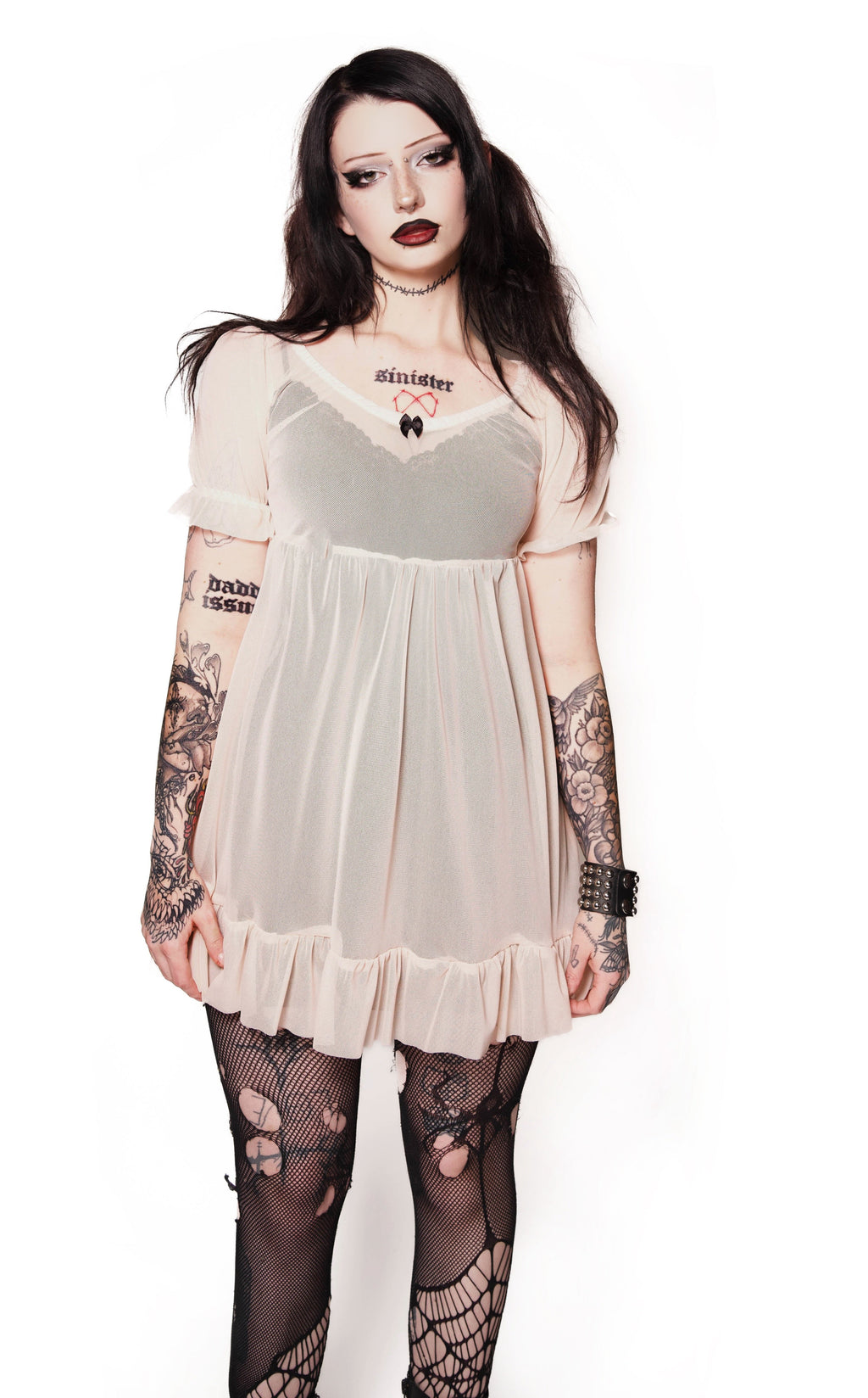 Vera's Eyecandy Blush Mesh Babydoll Dress