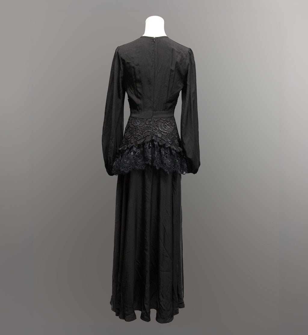Witchwood Lenore Victorian Style Black Lace Maxi Dress