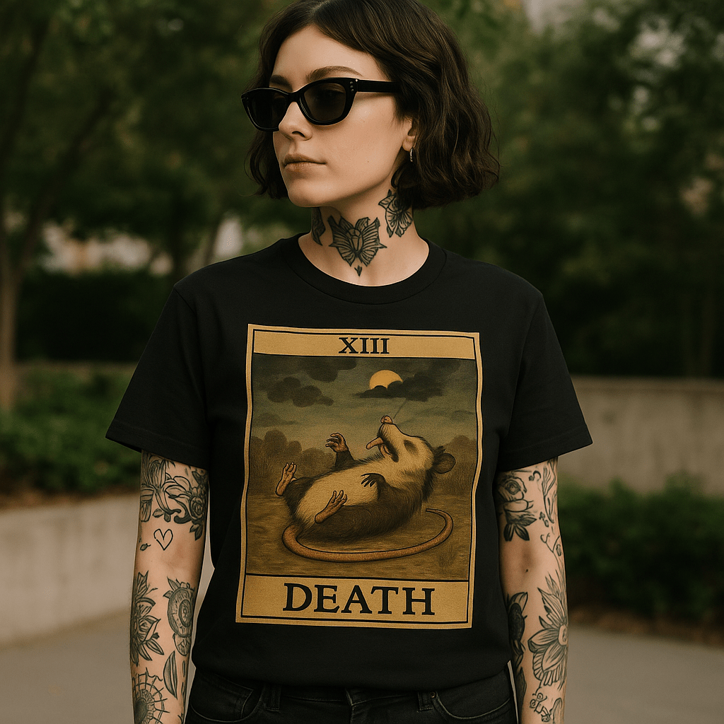 Original Underground Possum Playing Death Tarot T-Shirt