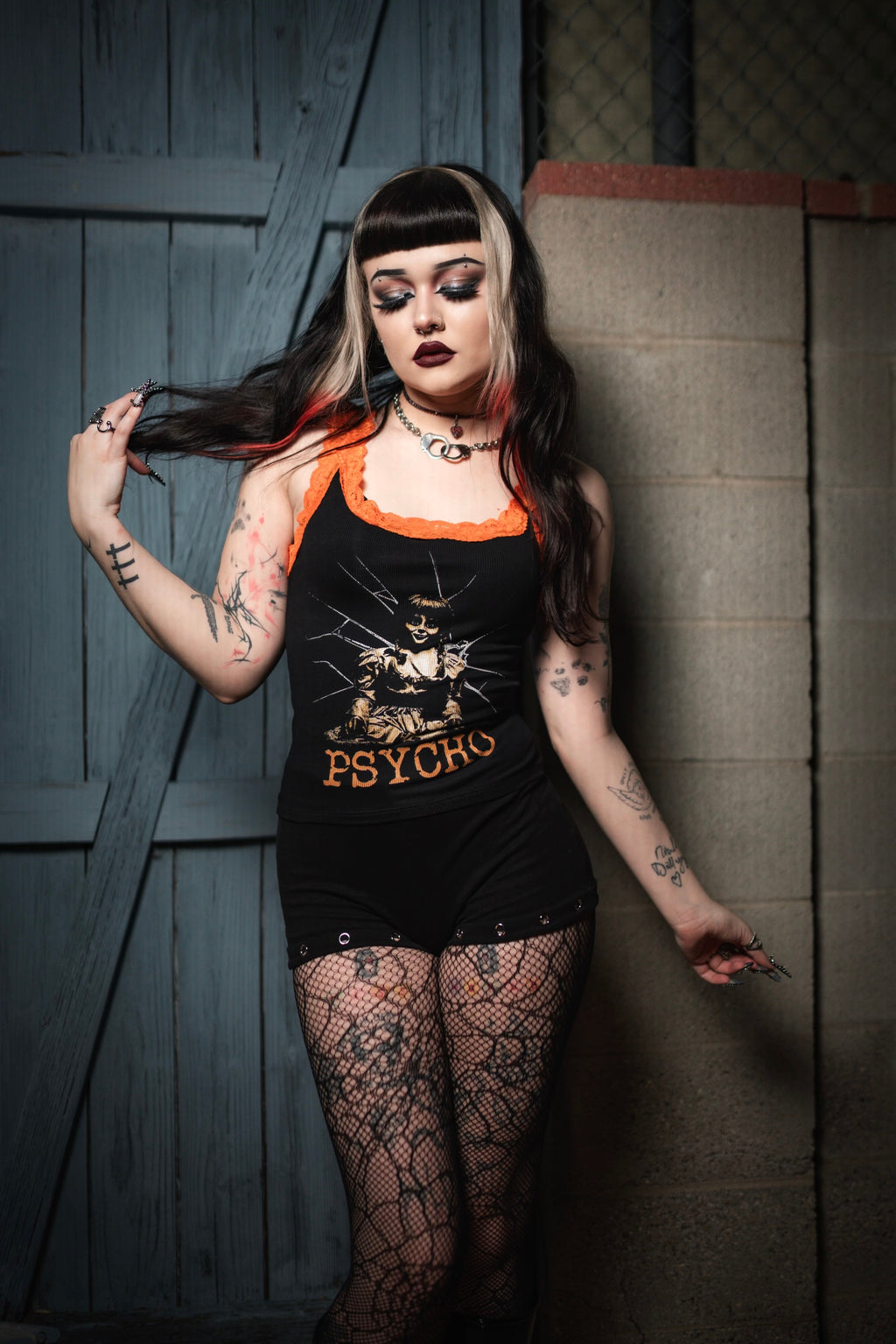 Vera's Eyecandy Psycho Lace Ribbed Tank Lmt Ed