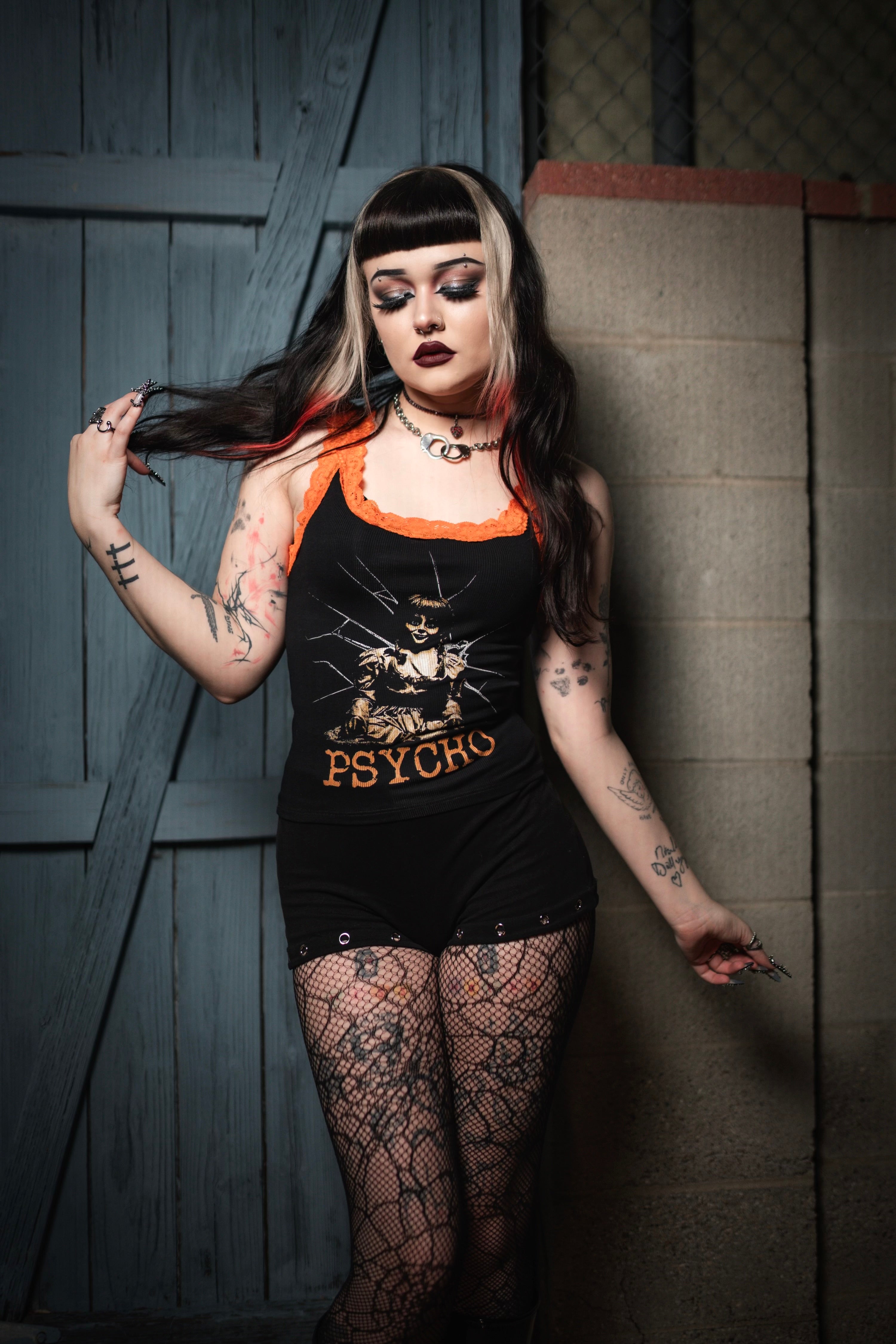 Vera's Eyecandy Psycho Lace Ribbed Tank Lmt Ed