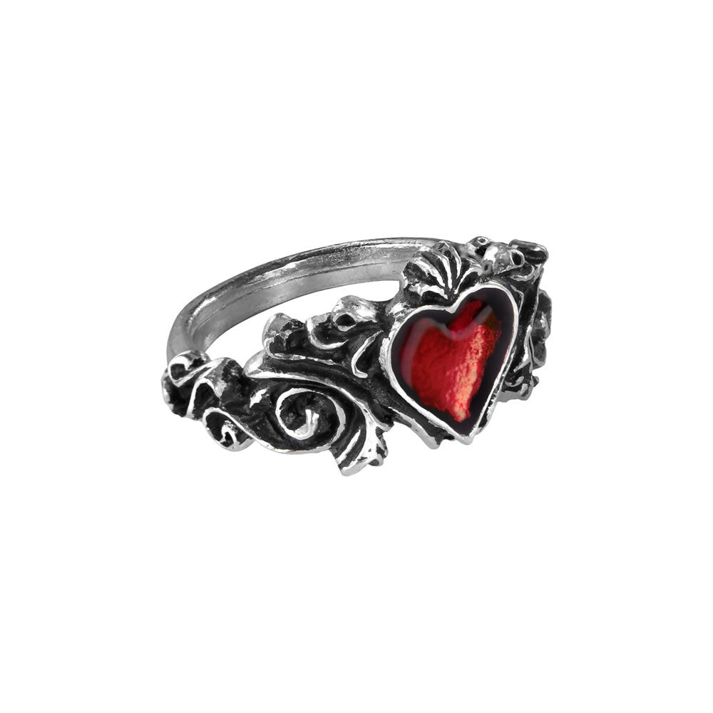 Alchemy Gothic Betrothal Romantic Red Heart Ring R134