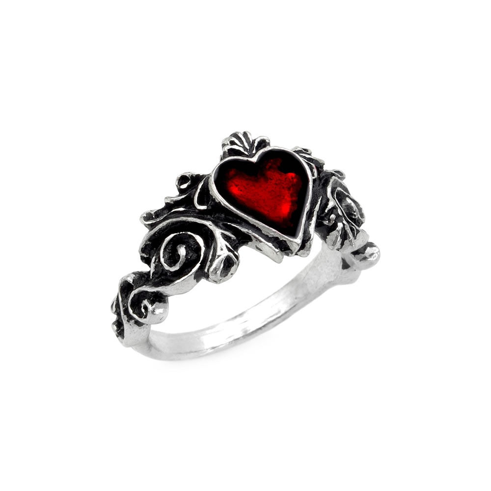 Alchemy Gothic Betrothal Romantic Red Heart Ring R134