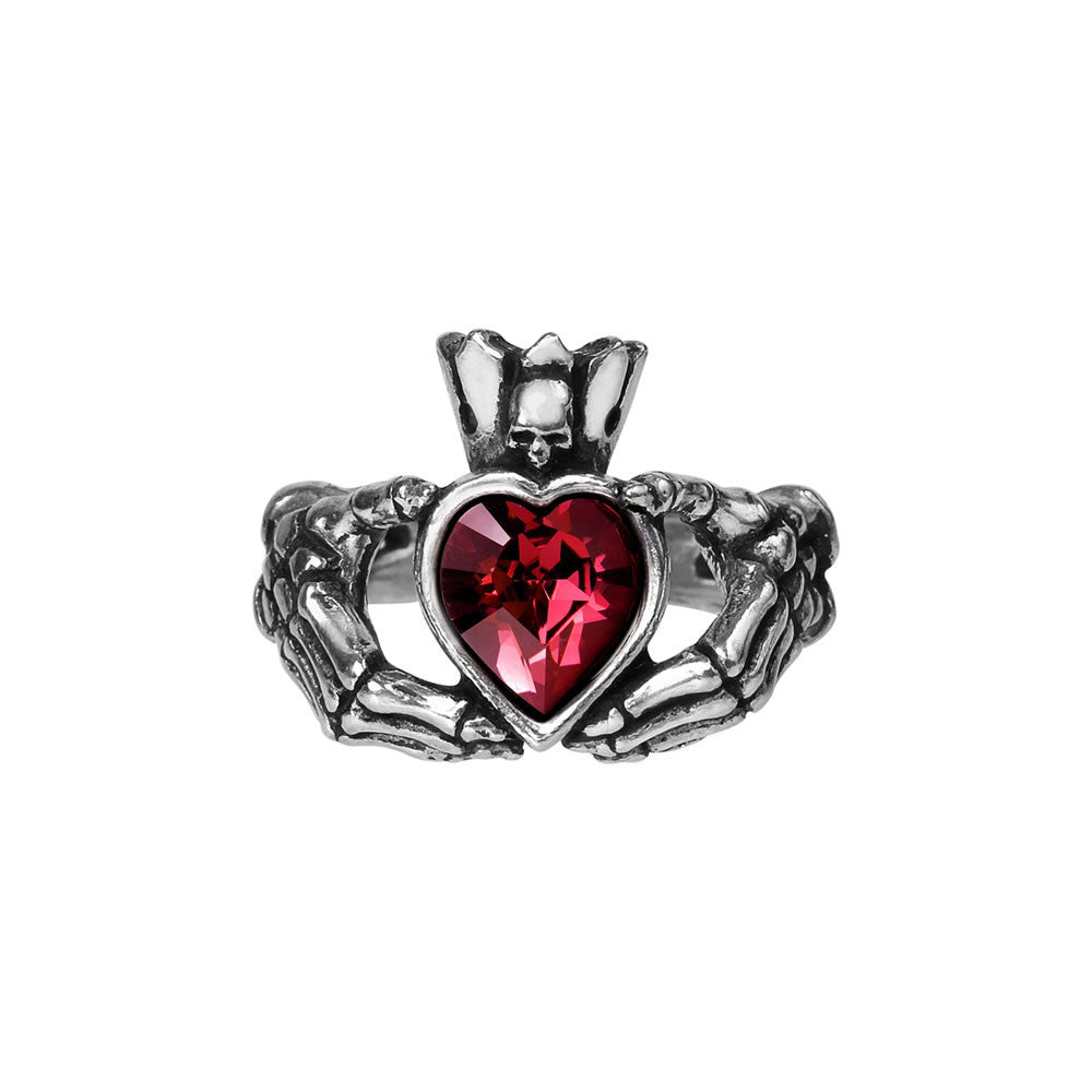 Alchemy Gothic Claddagh by Night Skeleton Hands Ring R210