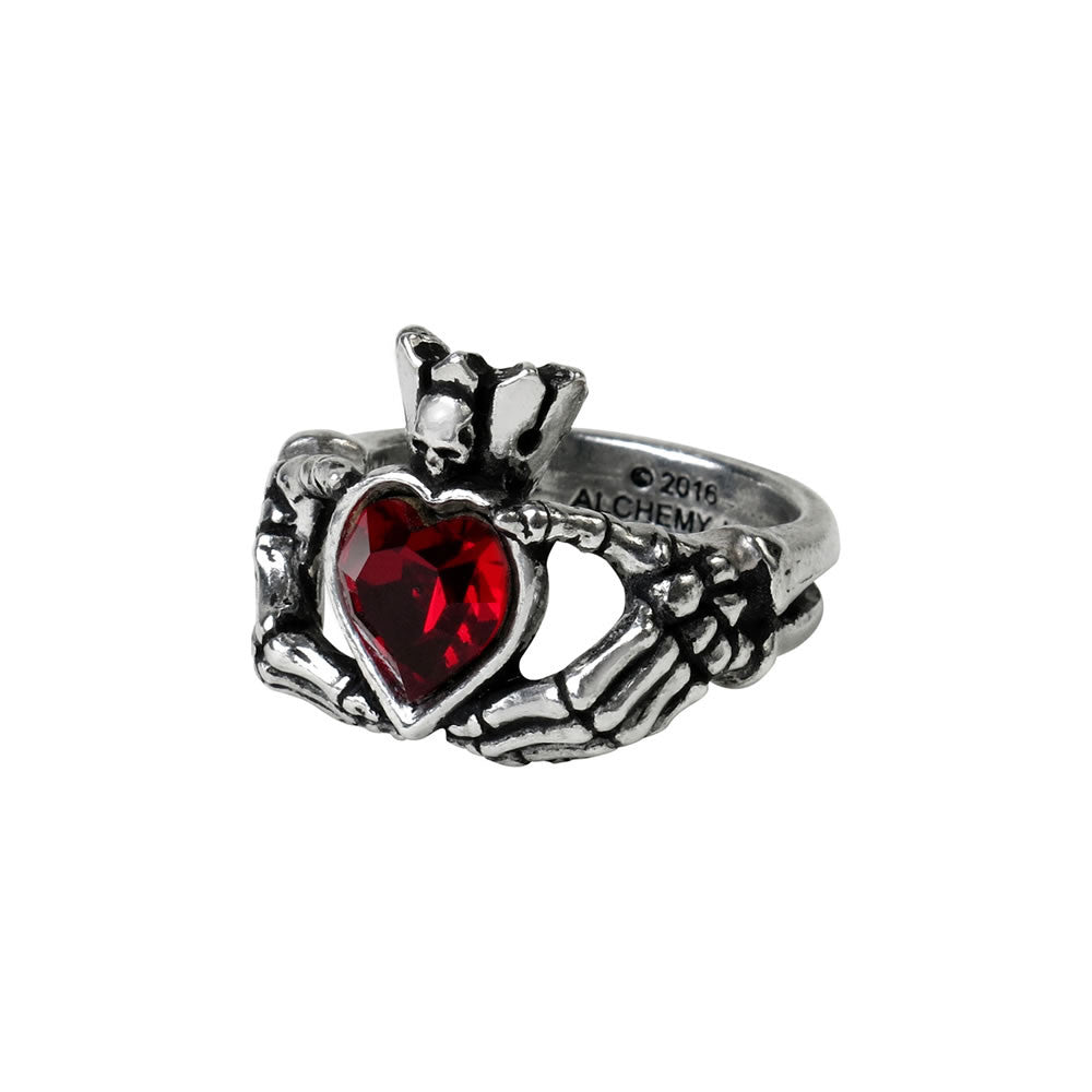 Alchemy Gothic Claddagh by Night Skeleton Hands Ring R210