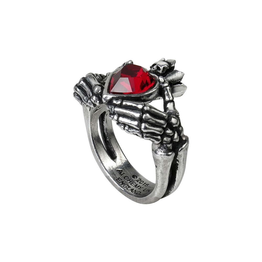 Alchemy Gothic Claddagh by Night Skeleton Hands Ring R210