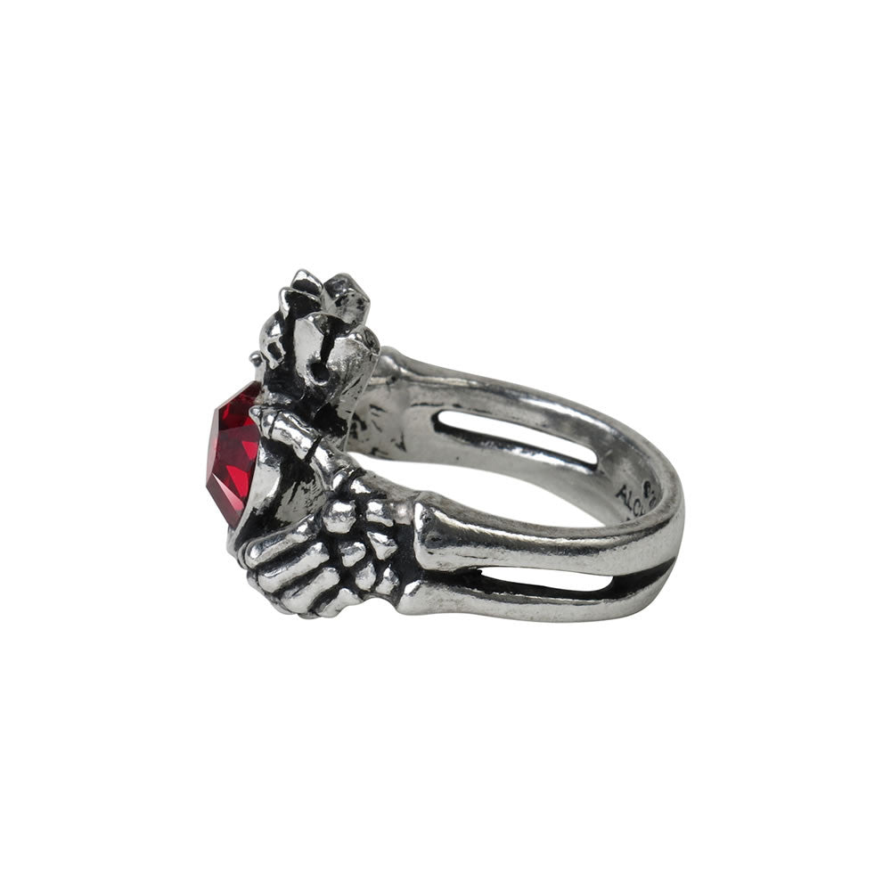 Alchemy Gothic Claddagh by Night Skeleton Hands Ring R210