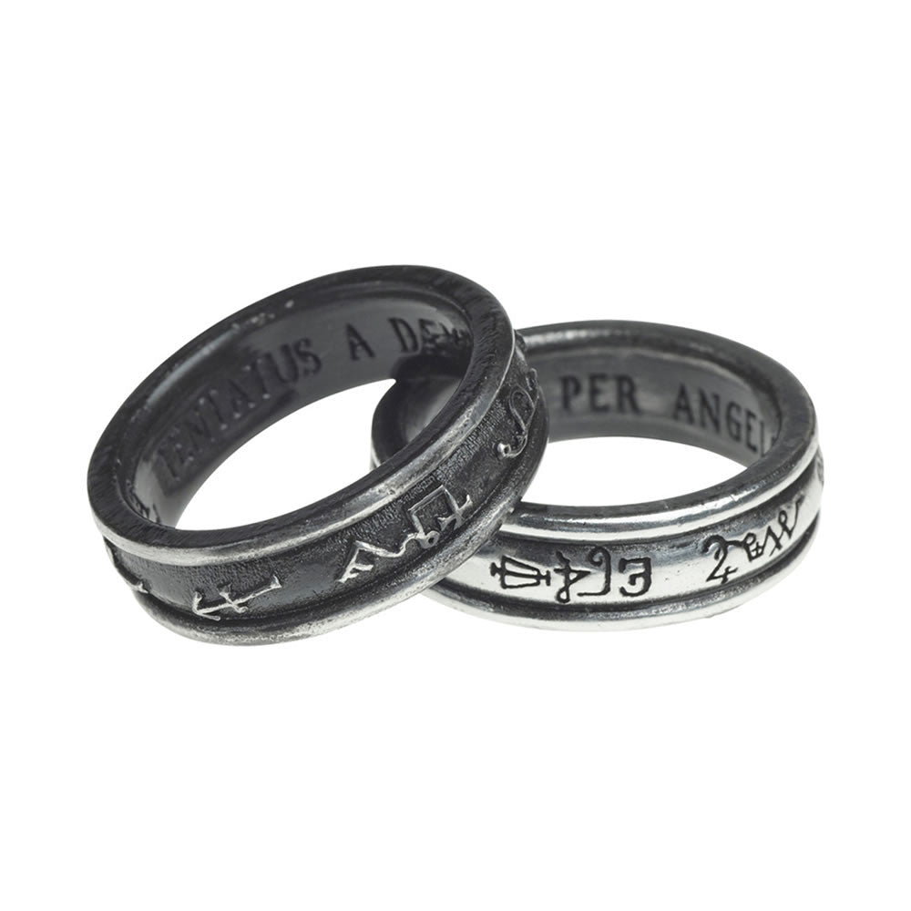 Alchemy Gothic Demon Black & Angel White Double Ring R212