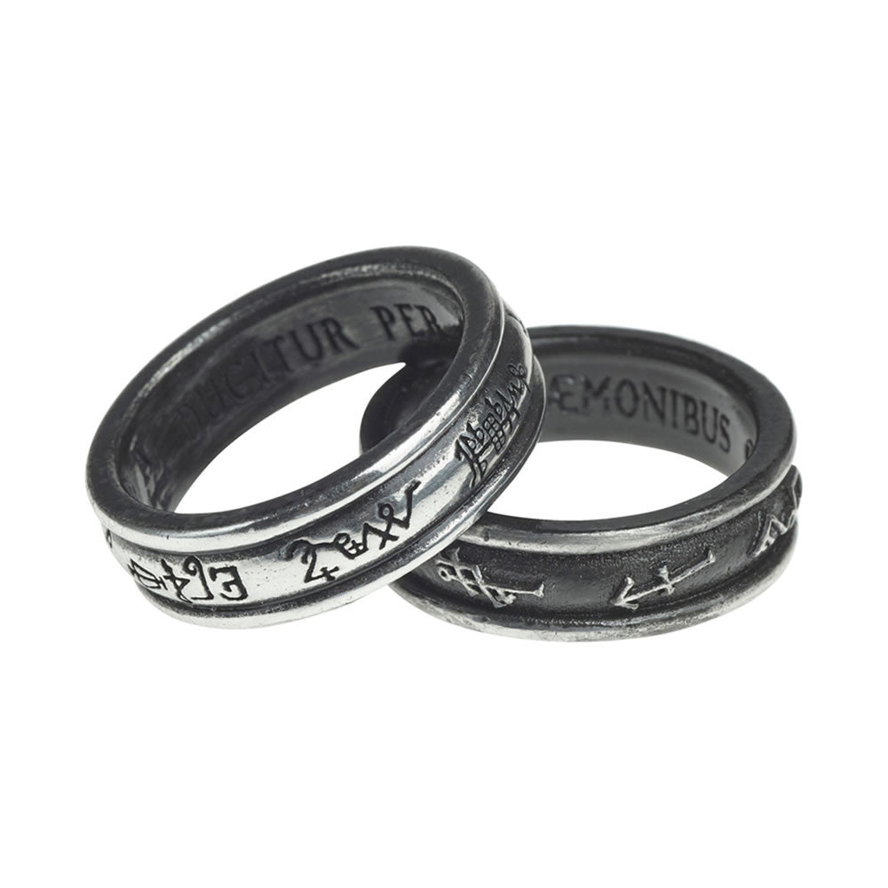 Alchemy Gothic Demon Black & Angel White Double Ring R212