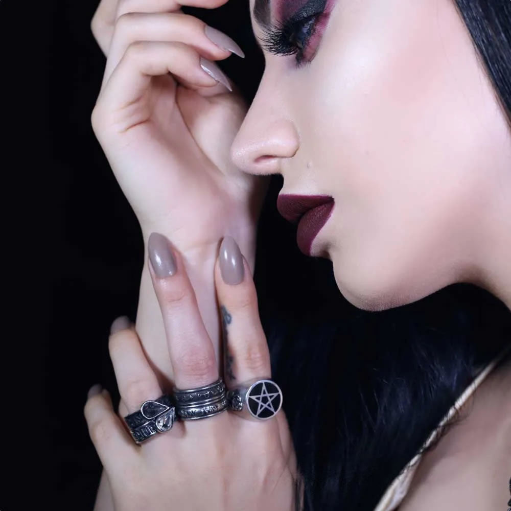 Alchemy Gothic Demon Black & Angel White Double Ring R212