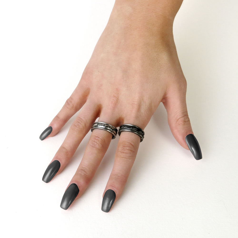 Alchemy Gothic Demon Black & Angel White Double Ring R212