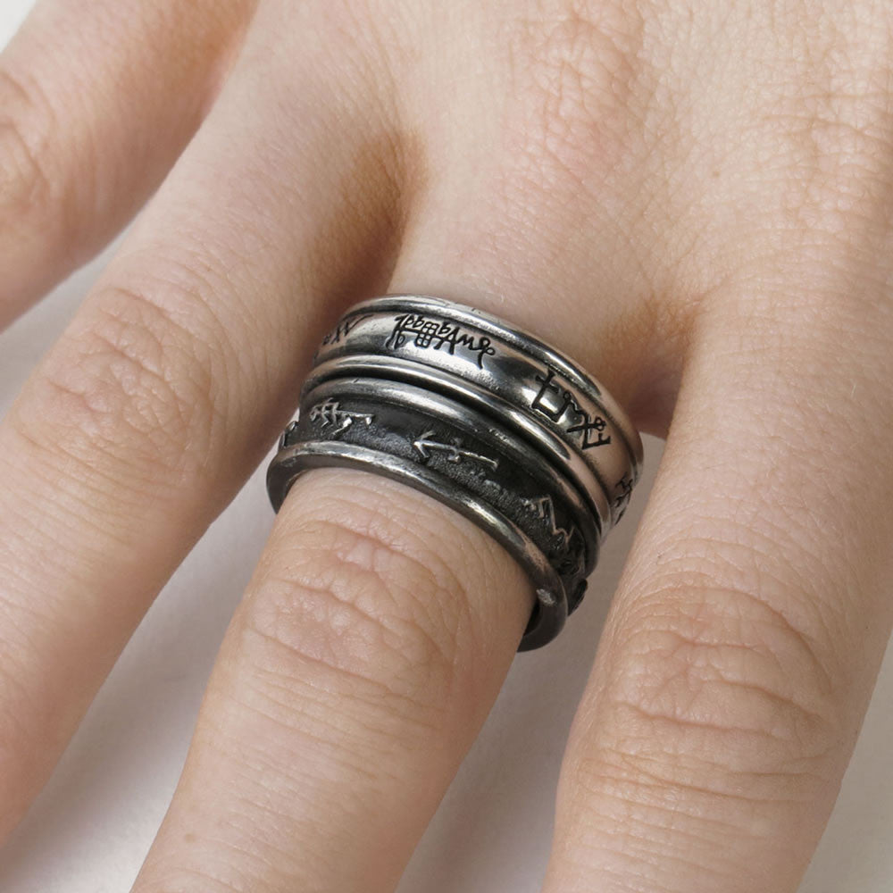 Alchemy Gothic Demon Black & Angel White Double Ring R212