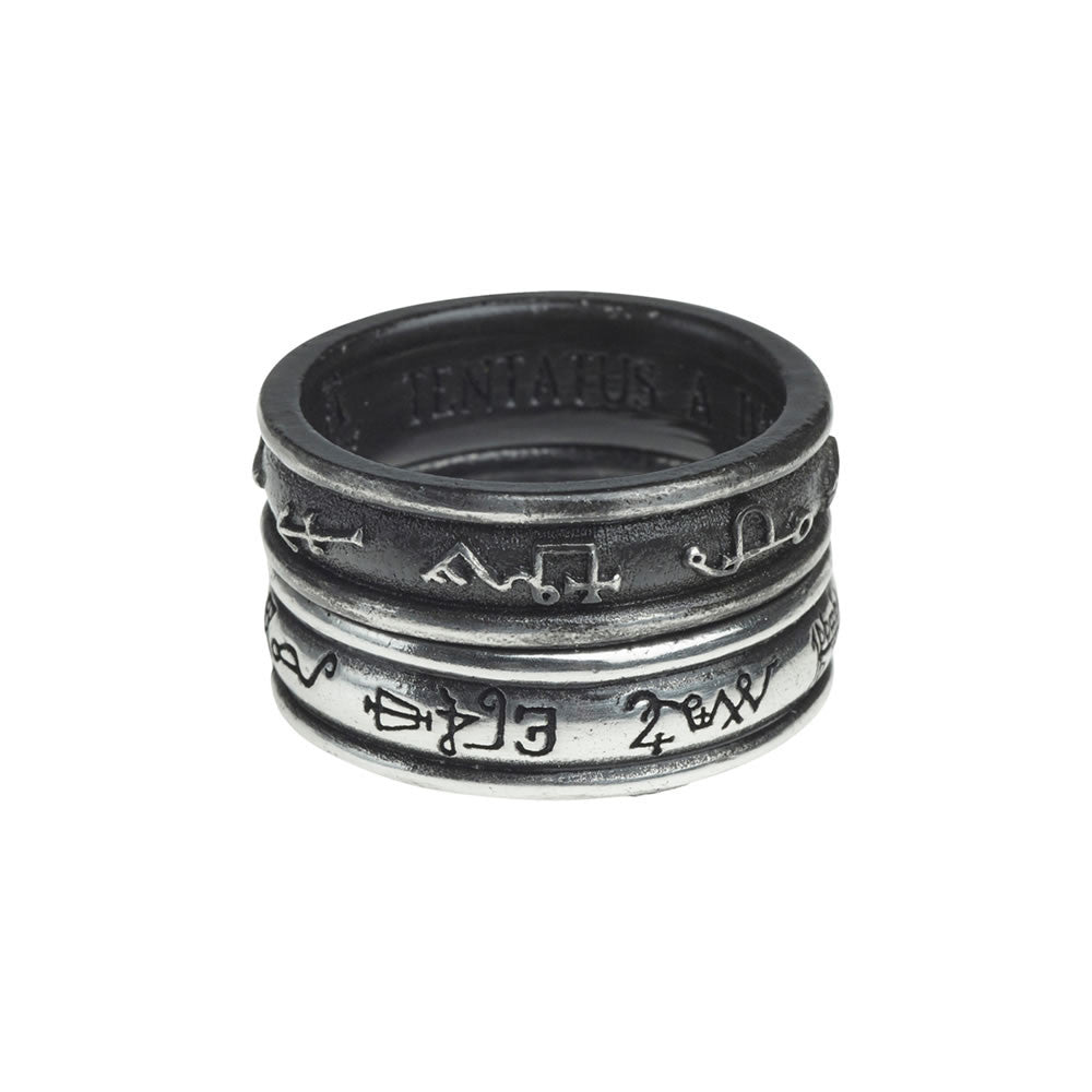 Alchemy Gothic Demon Black & Angel White Double Ring R212