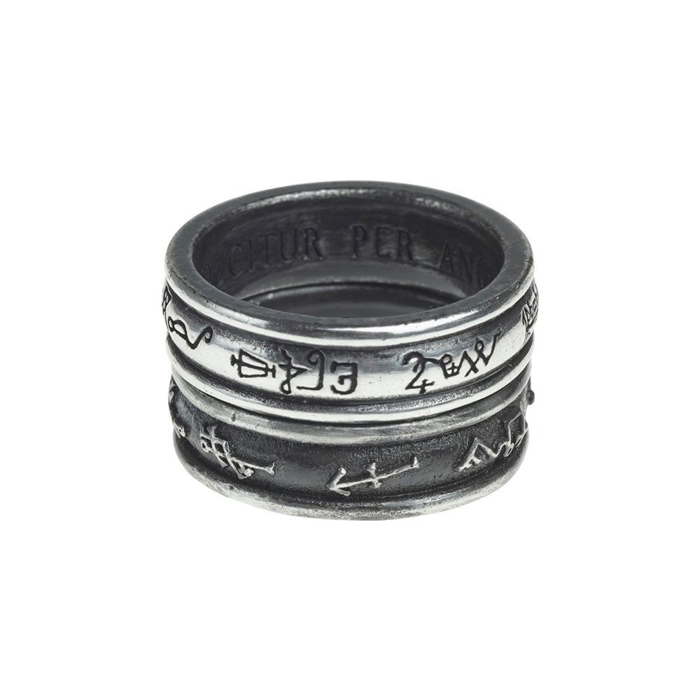 Alchemy Gothic Demon Black & Angel White Double Ring R212