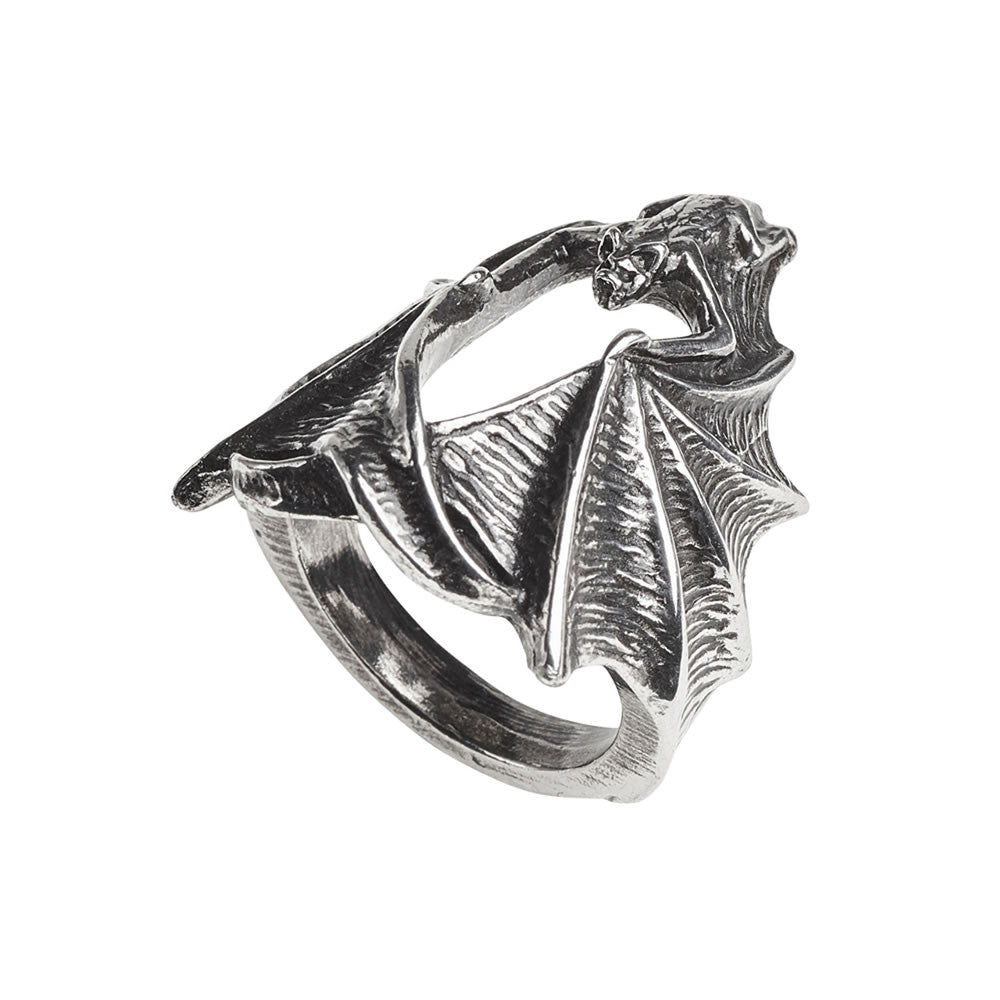 Alchemy Gothic Stealth Bat Wings Ring R216