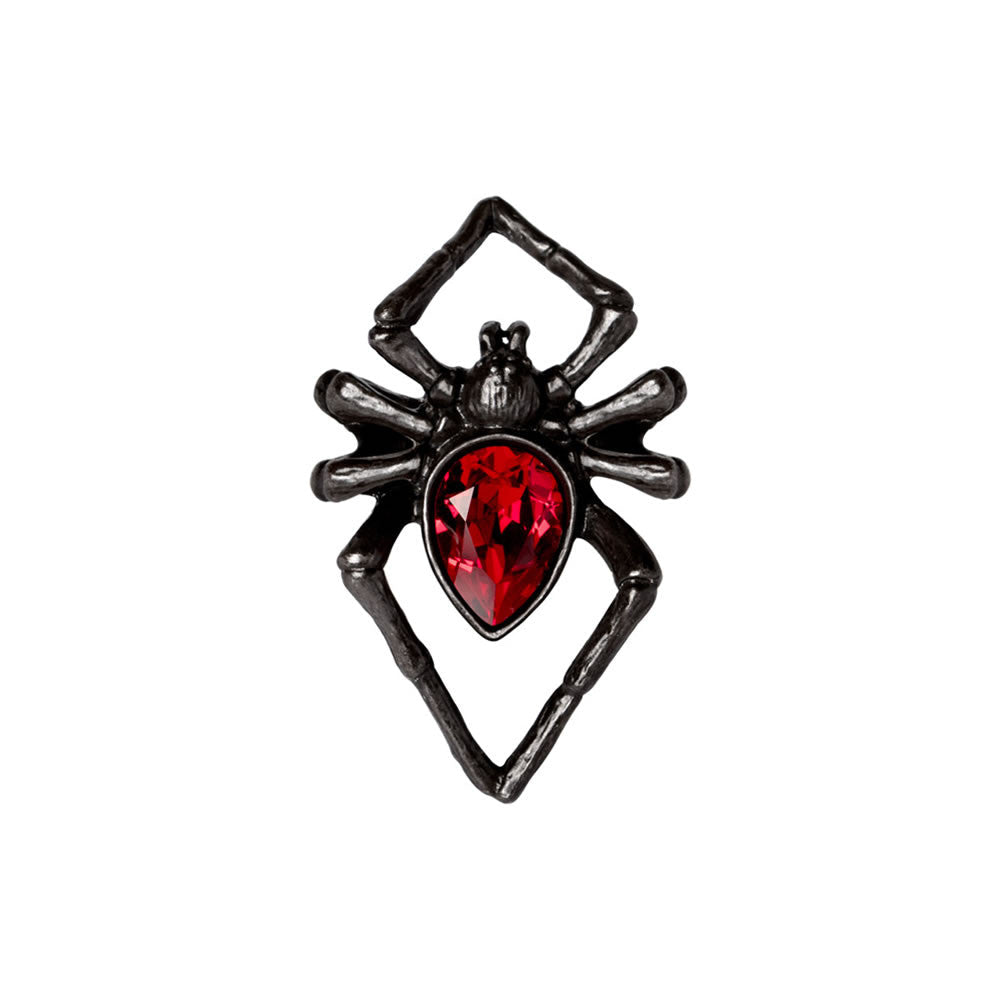 Alchemy Gothic Red Crystal Black Widow Ring R222