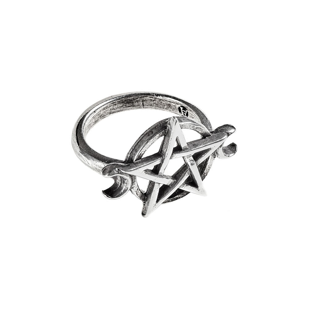 Alchemy Gothic Goddess Pentagram Moon Ring R234