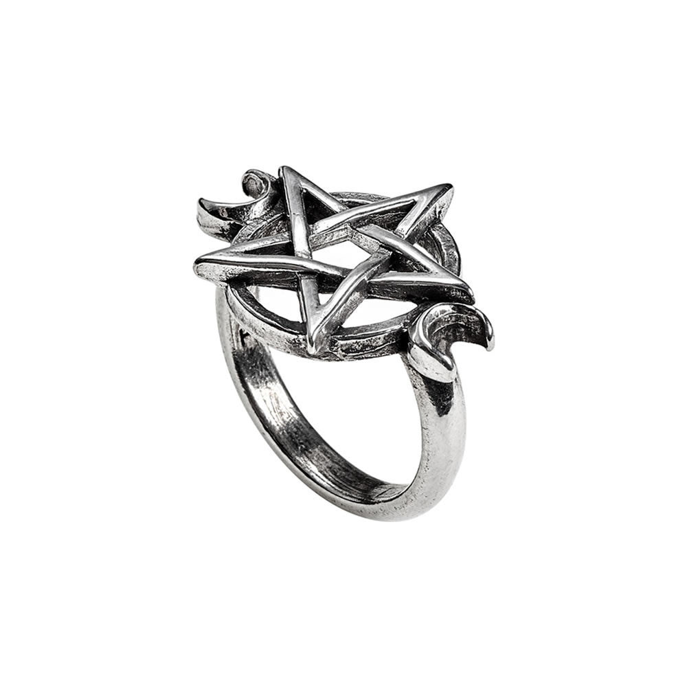 Alchemy Gothic Goddess Pentagram Moon Ring R234
