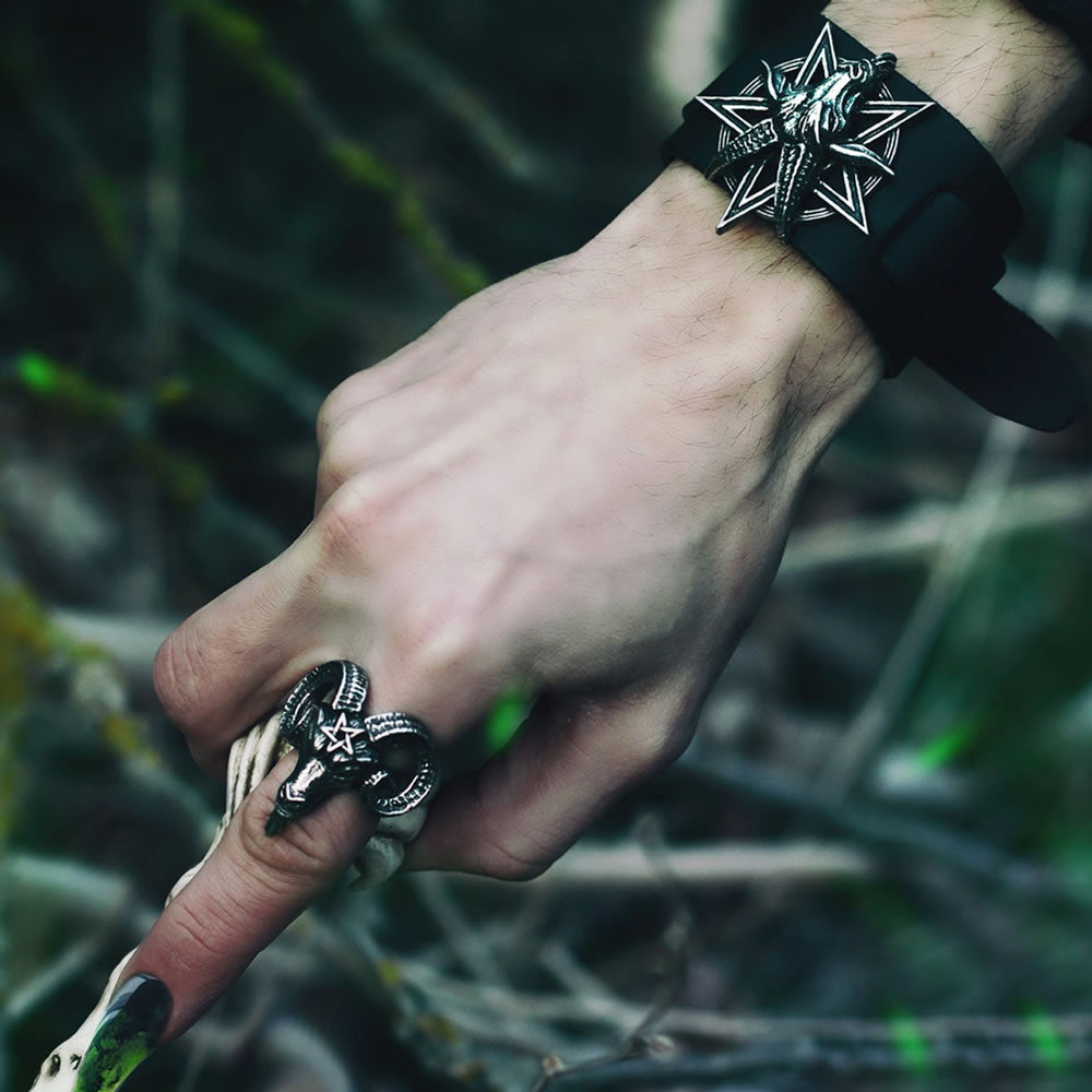 Alchemy Gothic Baphomet Ram Skull Gothic Ring