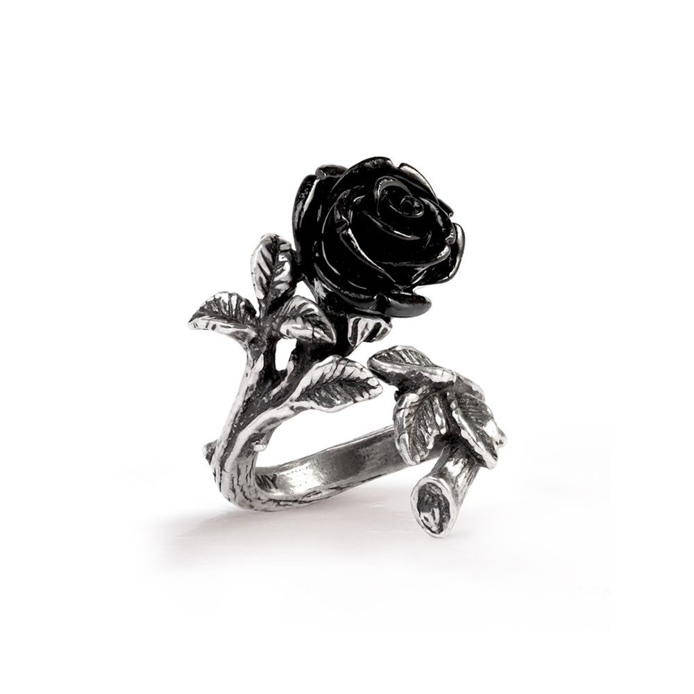 Alchemy Gothic Wild Black Rose Wrap Ring R241