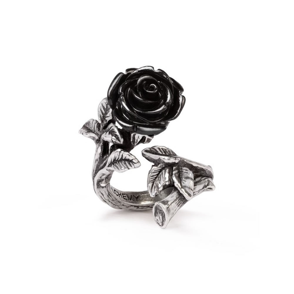 Alchemy Gothic Wild Black Rose Wrap Ring R241