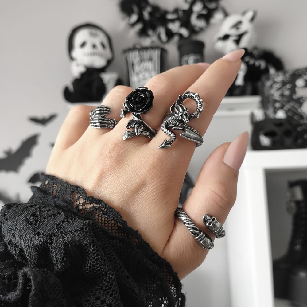 Alchemy Gothic Dragons Lure Wrap Ring R245