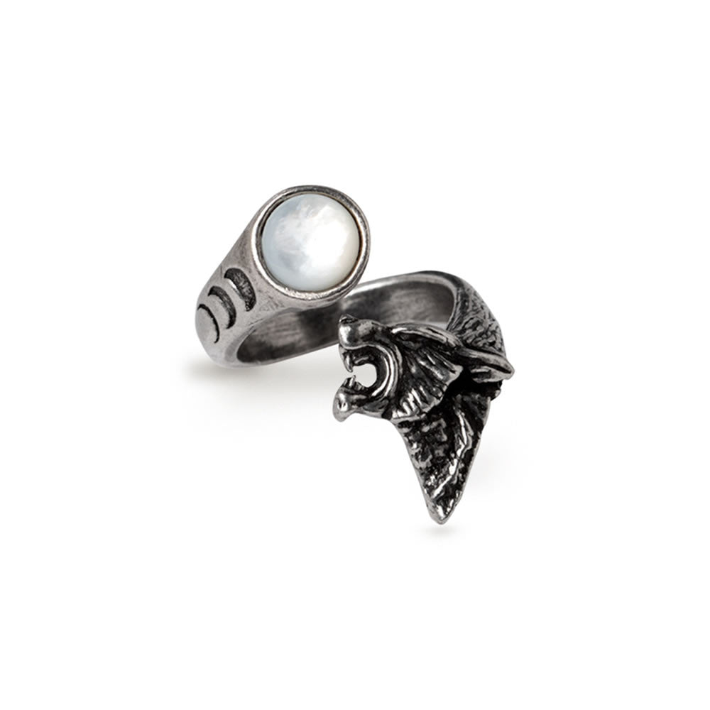 Alchemy Gothic Howl At The Moon Wolf Wrap Ring R247