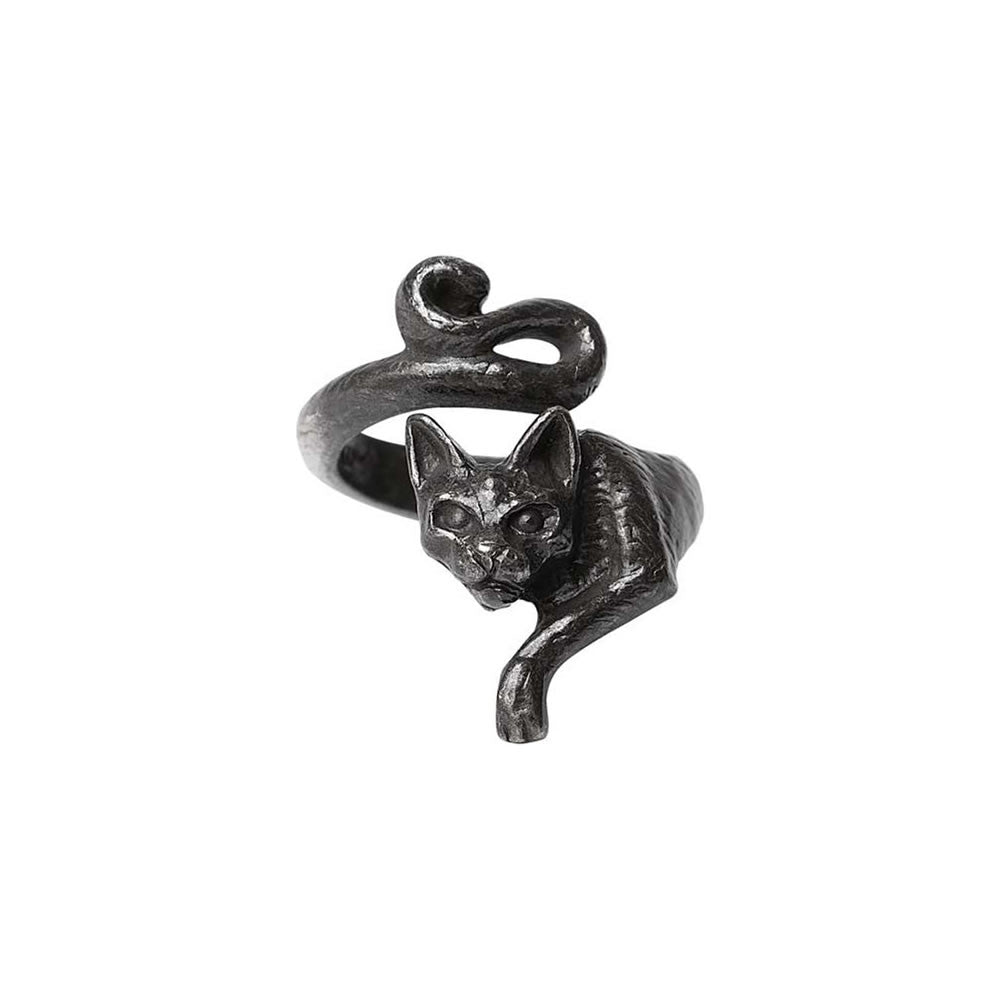 Alchemy Gothic Le Chat Noir Black Cat Wrap Ring R249