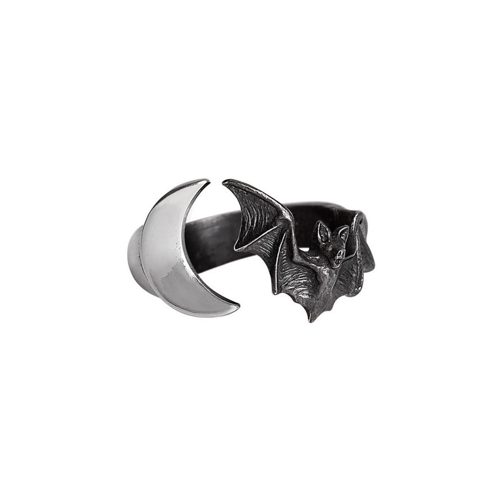 Alchemy Gothic Lunatious Bat Moon Wrap Ring R254