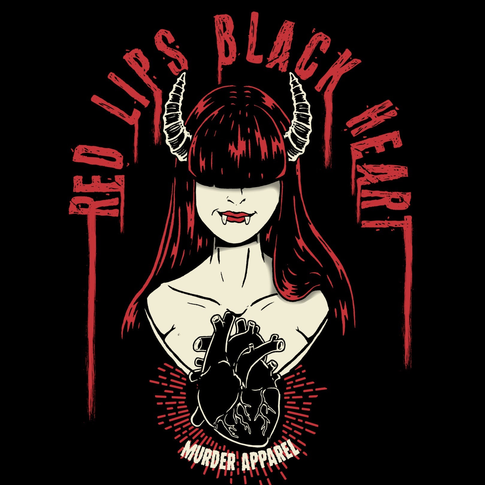 Murder Apparel Red Lips Black Heart T-Shirt