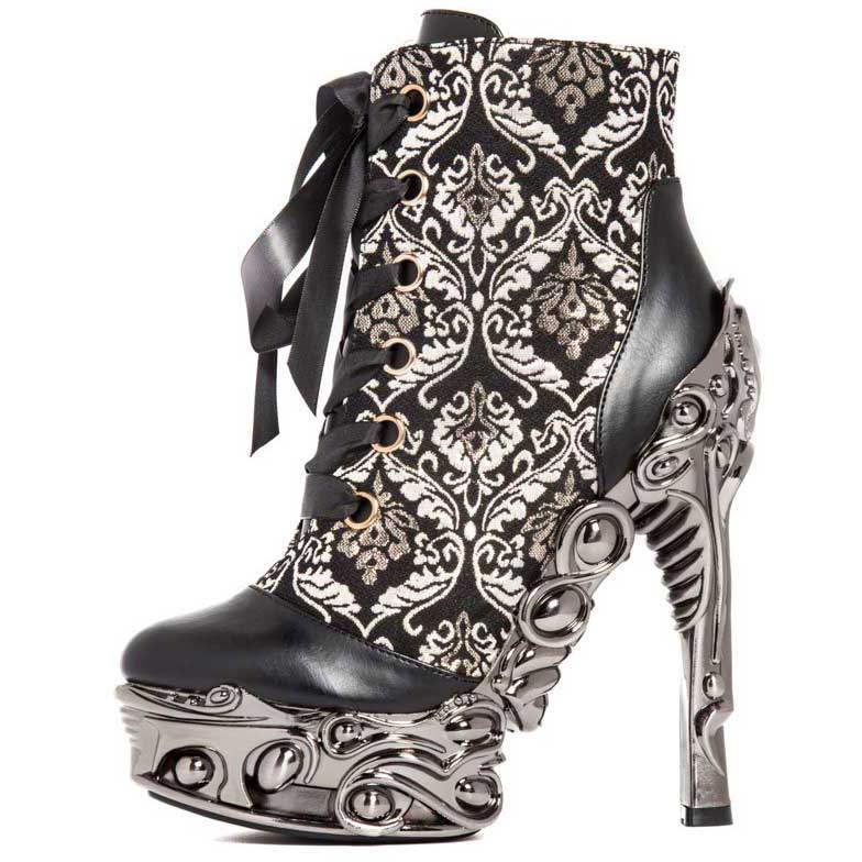 Hades RENA Ankle Boots Damask Brocade 6" Proteus Heel Lace Up 6-11