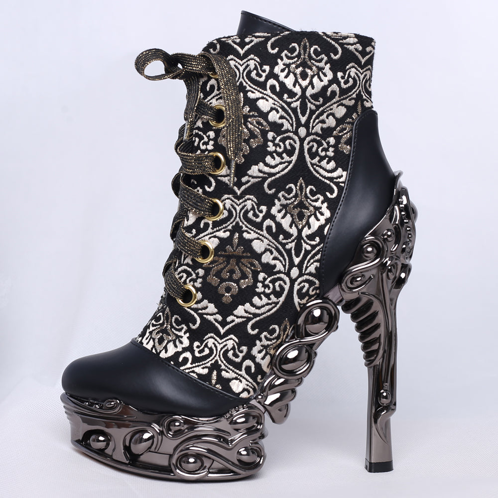 Hades RENA Lace Up Ankle Boots Damask 6" Heel