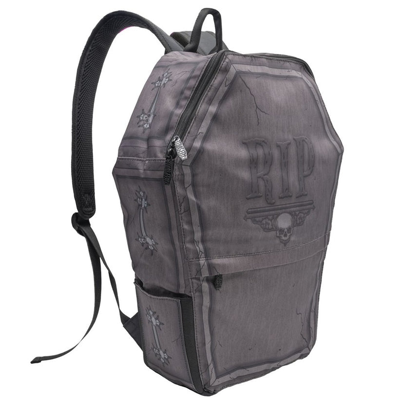 Kreepsville Tombstone RIP Coffin Gray Backpack