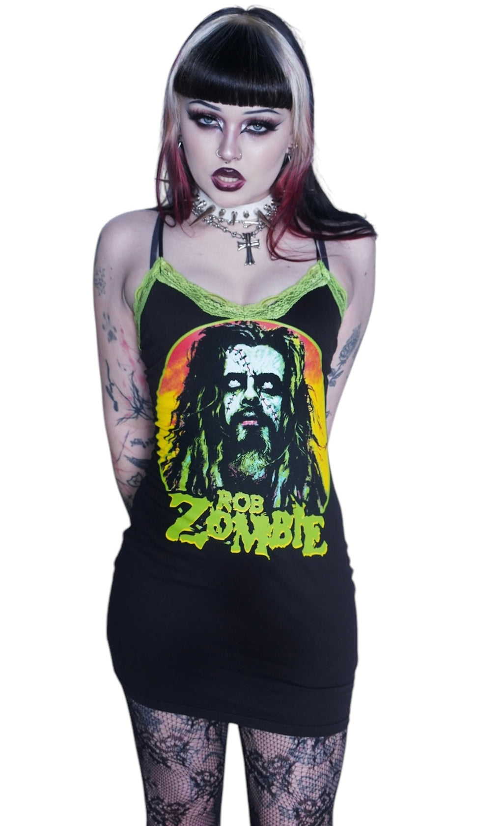 Vera's Eyecandy Rob Zombie Green Lace Strap Dress