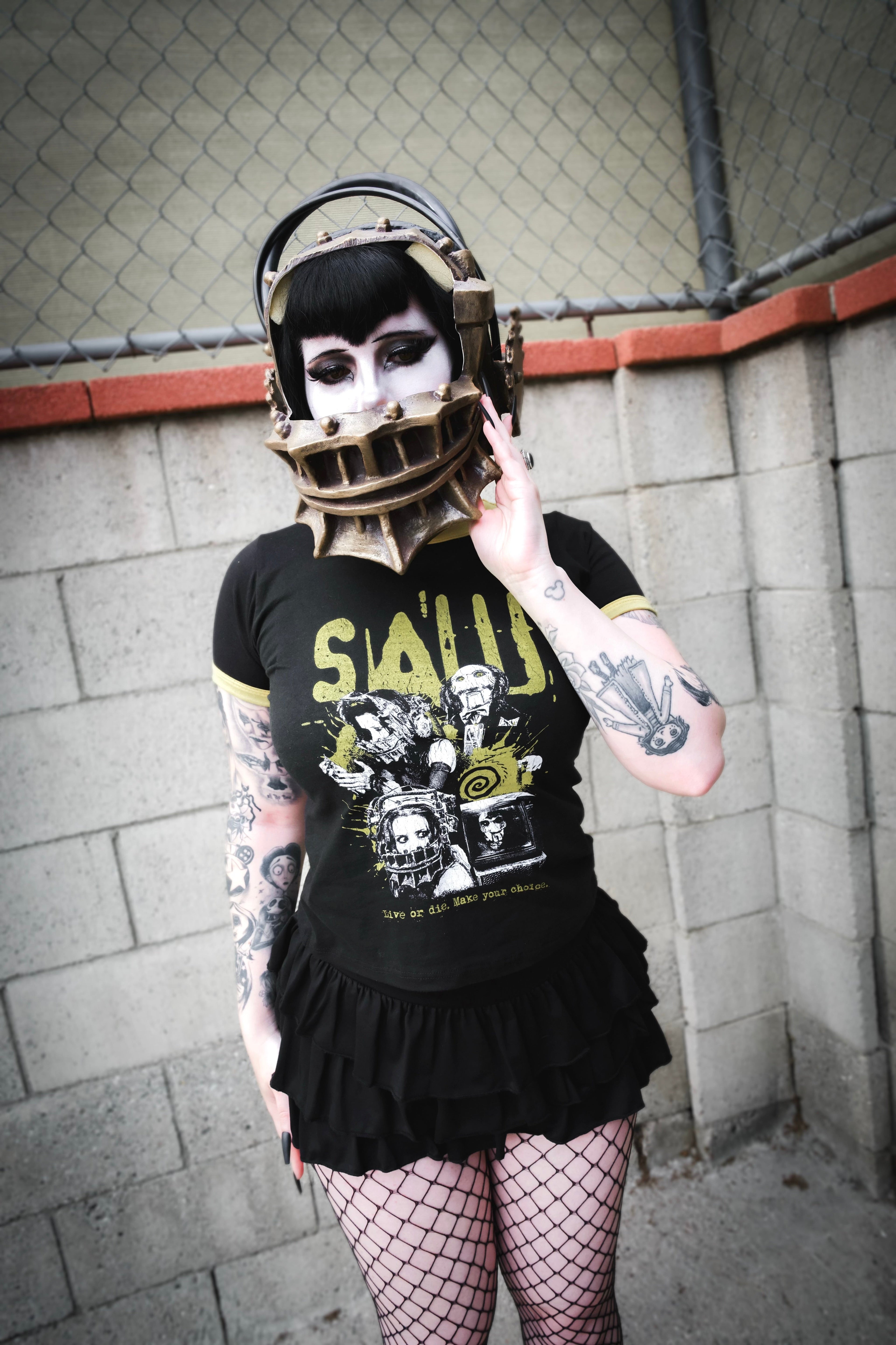 Vera's Eyecandy Saw Horror Movie Ringer Tee