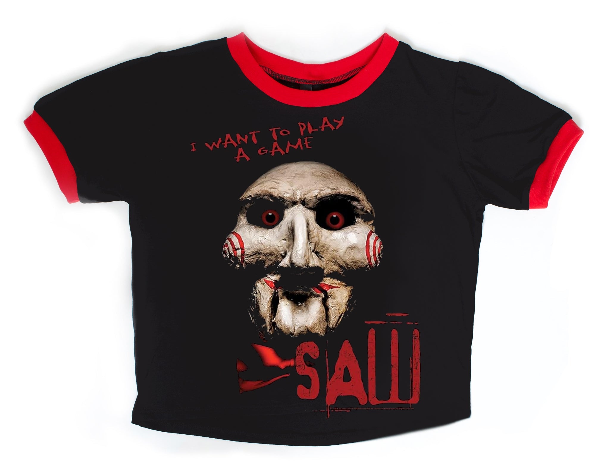 Vera's Eyecandy Jigsaw 'I Want To Play A Game' Ringer Tee