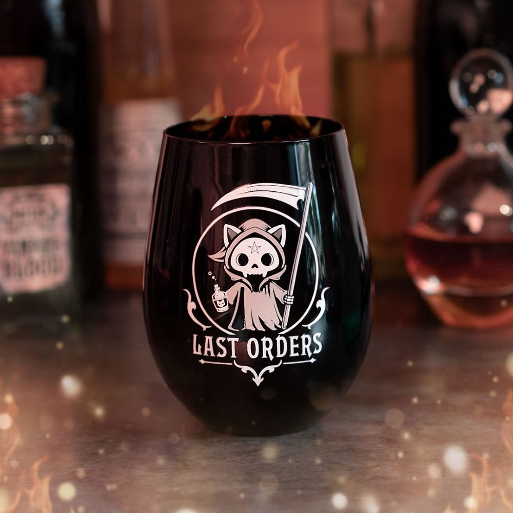 Alchemy Gothic Last Orders Black Stemless Wine Glass SG2