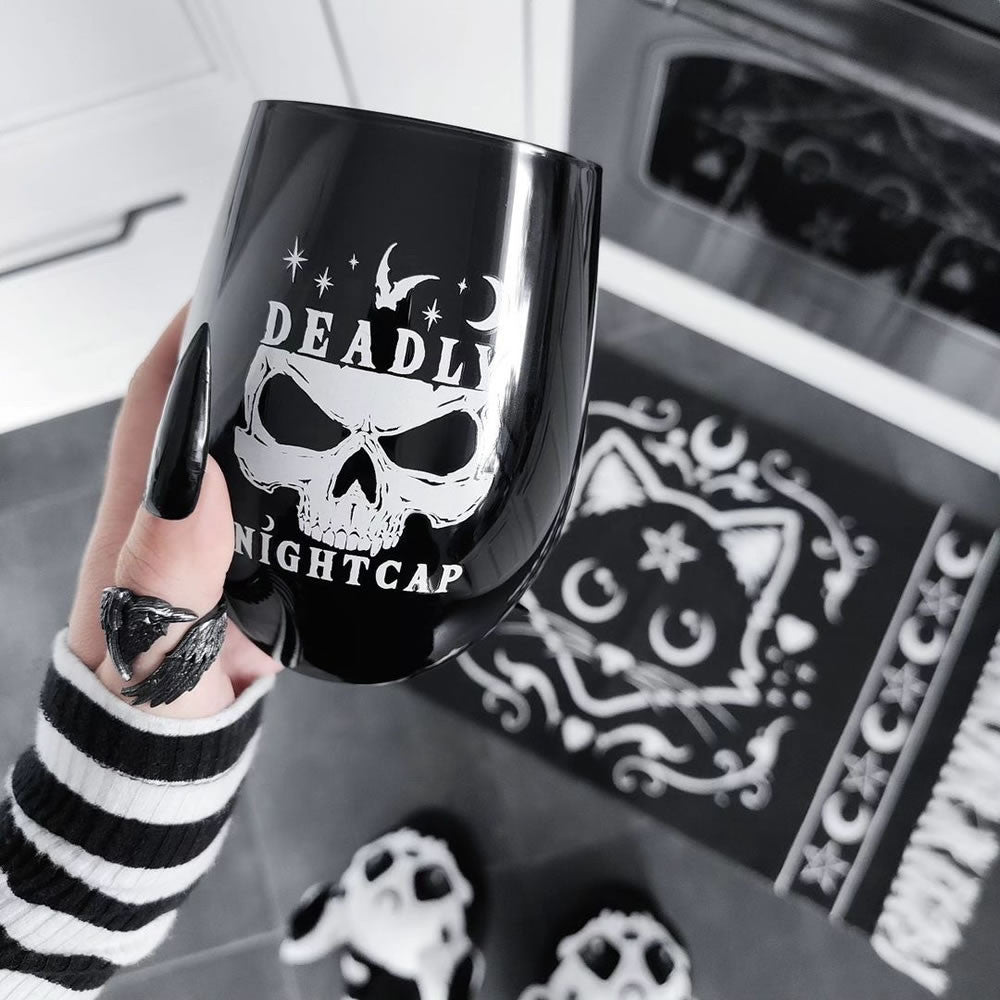 Alchemy Gothic Deadly Nightcap Black Stemless Wine Glass SG6