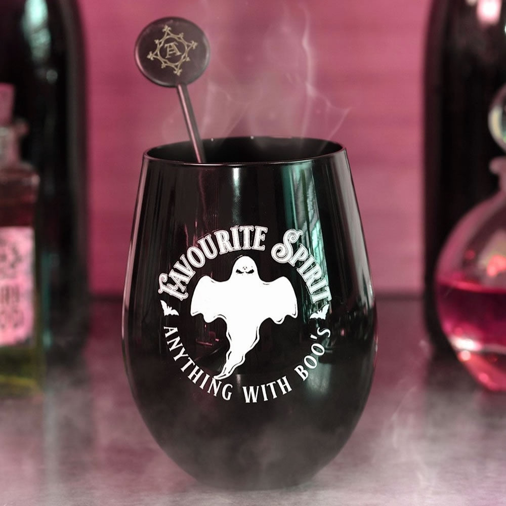 Alchemy Gothic Favorite Spirit Black Stemless Wine Glass SG7