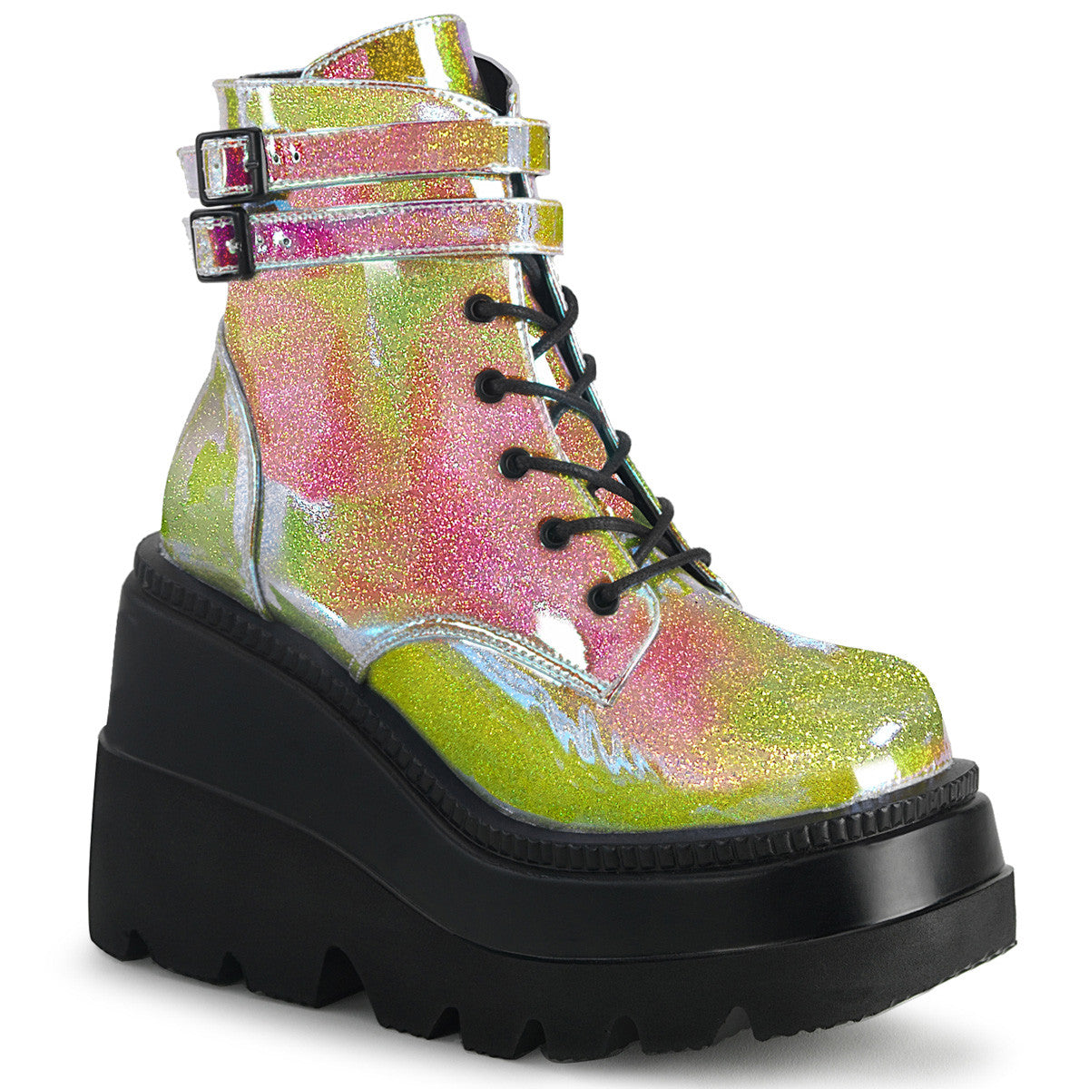 Demonia Shaker 52 Pink Shifting Glitter Vegan Leather