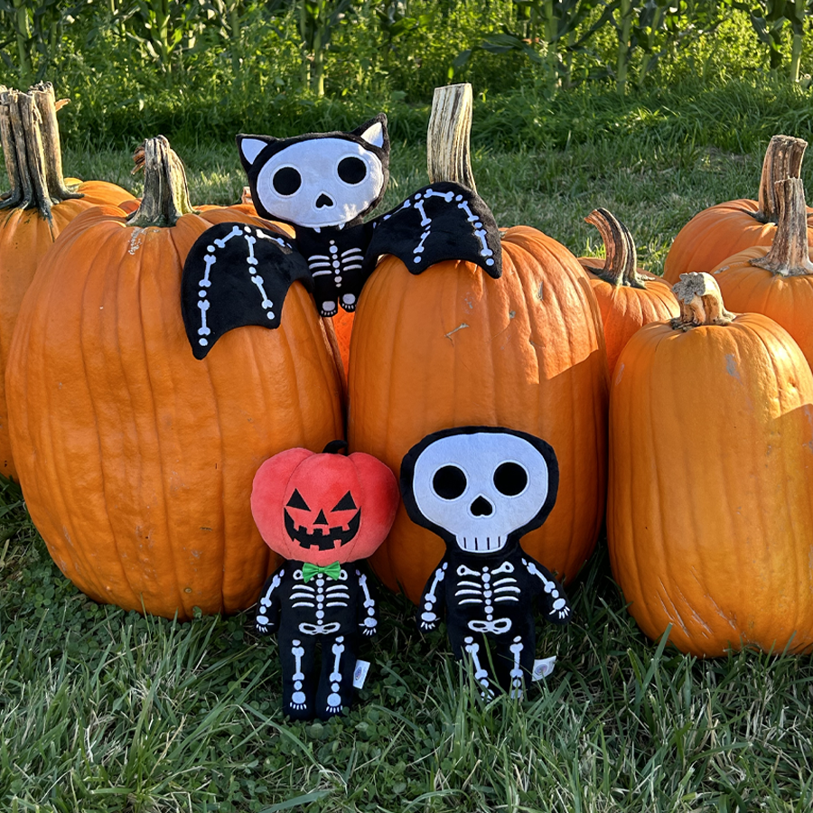 MaterialJill Pumpkin Head Halloween Skeleton 12" Plush Doll