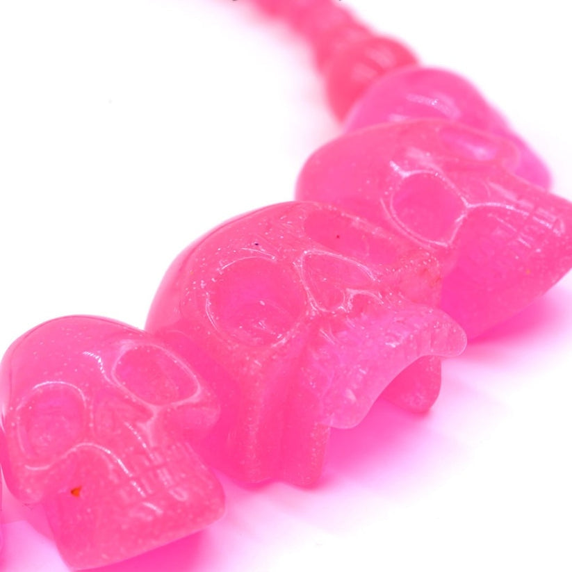 Kreepsville 666 Skull Collection Punk Necklace Pink Glitter