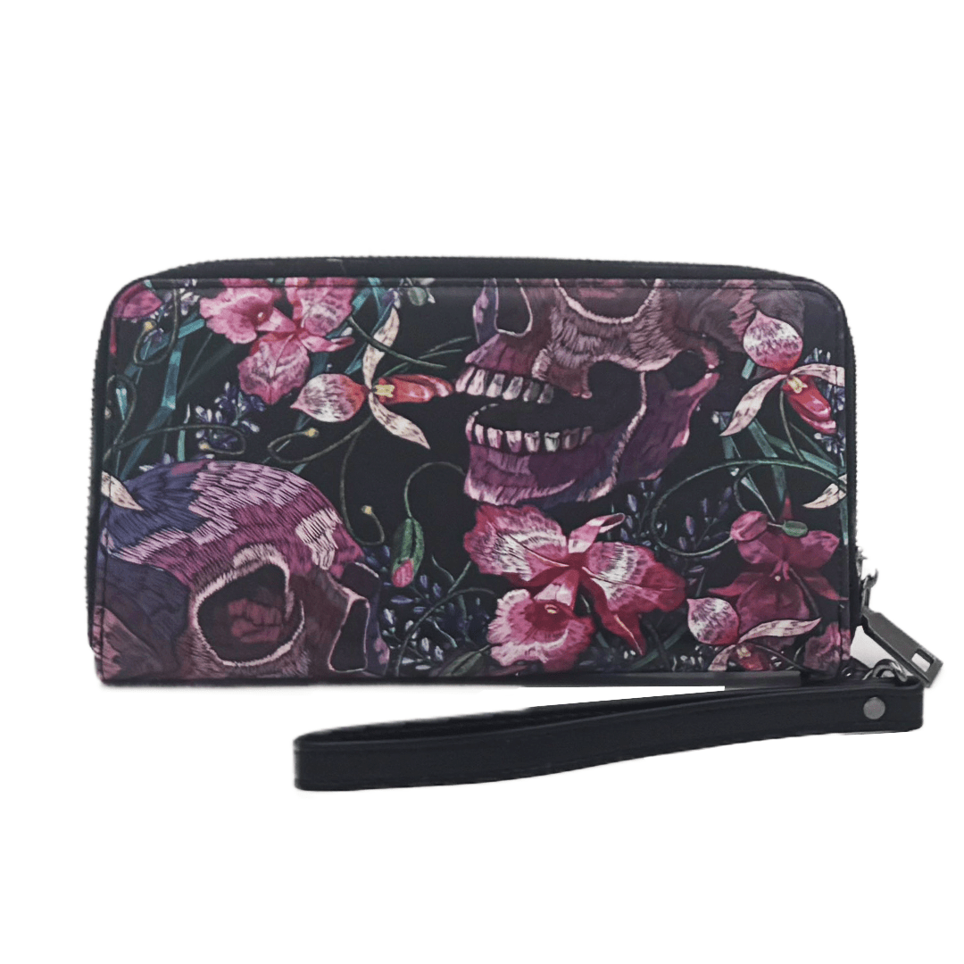 Original Underground Skulls and Flowers Clutch Wallet