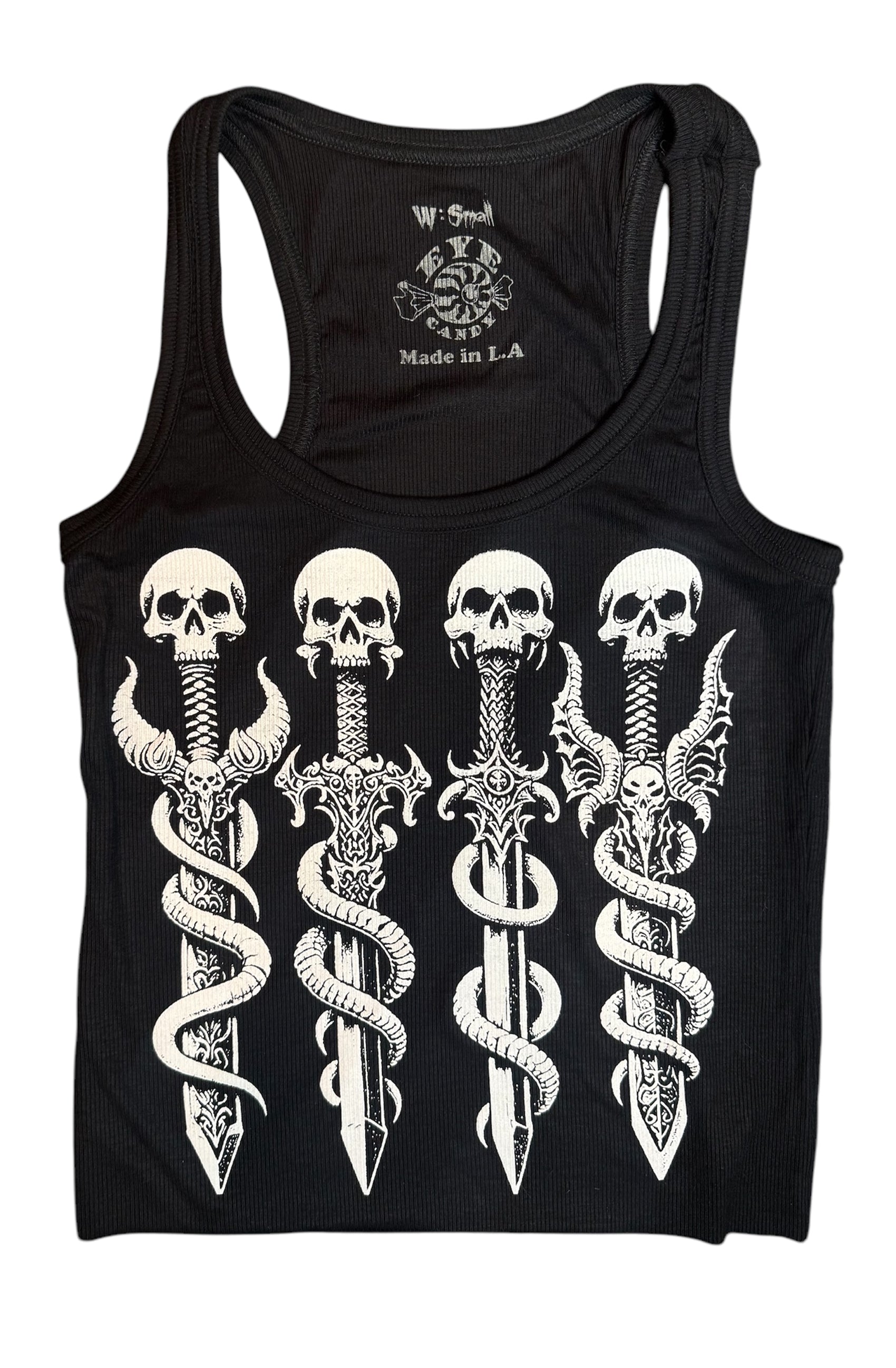 Vera's Eyecandy Skull Swords Ribbed Tank Top